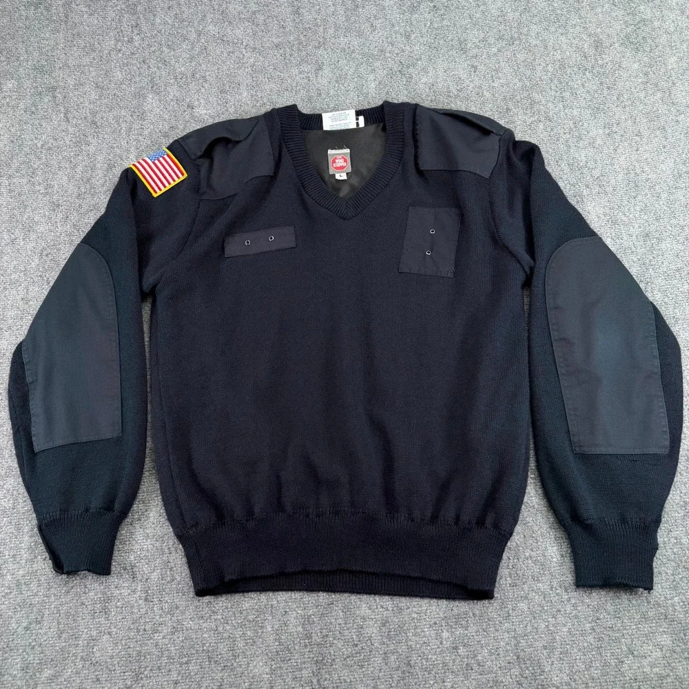 Blauer Sweater Mens Large Navy‎ Gore Windstopper Wool Blend Commando USA Patch